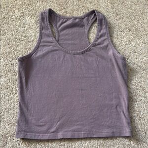 Brown Fitted Crop racer back Top with Scoop Neckline